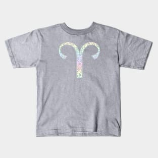 Aries Zodiac Horoscope Symbol in Pastel Rainbow Leopard Print Kids T-Shirt